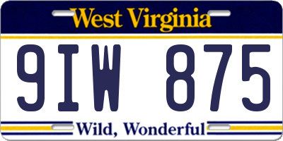 WV license plate 9IW875