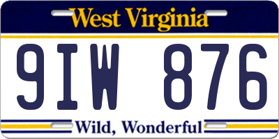 WV license plate 9IW876