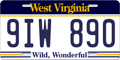 WV license plate 9IW890