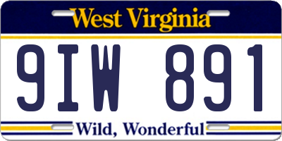 WV license plate 9IW891
