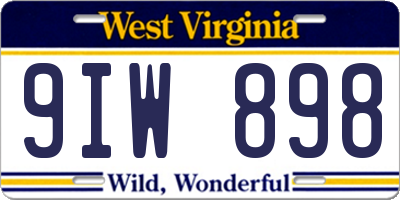 WV license plate 9IW898