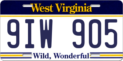 WV license plate 9IW905