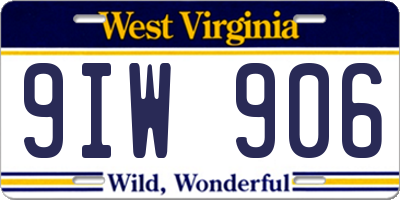 WV license plate 9IW906