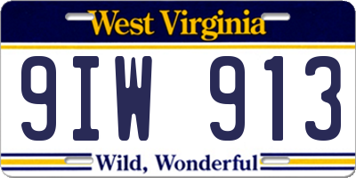 WV license plate 9IW913