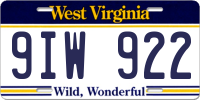 WV license plate 9IW922