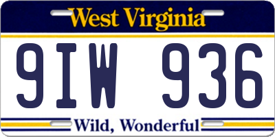 WV license plate 9IW936