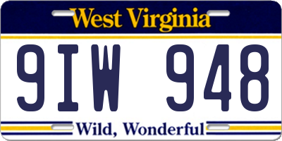 WV license plate 9IW948