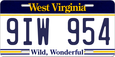 WV license plate 9IW954