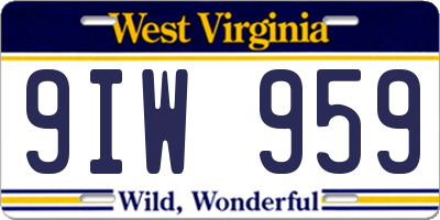 WV license plate 9IW959