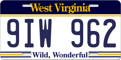 WV license plate 9IW962