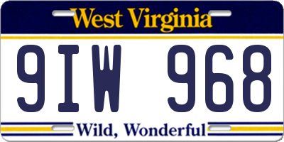 WV license plate 9IW968