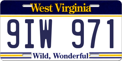 WV license plate 9IW971