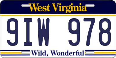 WV license plate 9IW978
