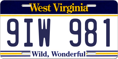 WV license plate 9IW981