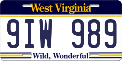 WV license plate 9IW989