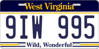 WV license plate 9IW995