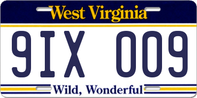WV license plate 9IX009