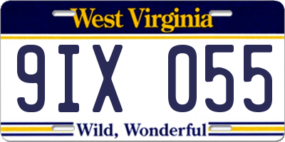 WV license plate 9IX055