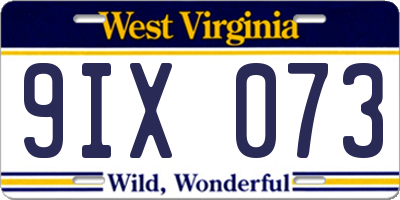 WV license plate 9IX073