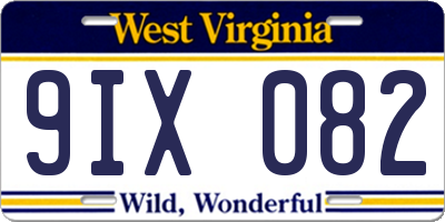 WV license plate 9IX082