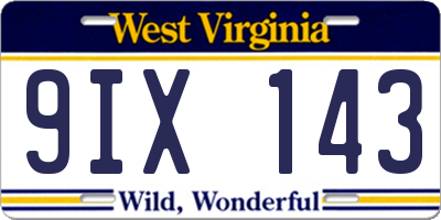 WV license plate 9IX143