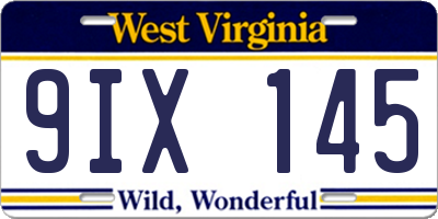 WV license plate 9IX145