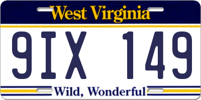 WV license plate 9IX149
