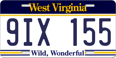 WV license plate 9IX155