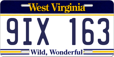 WV license plate 9IX163