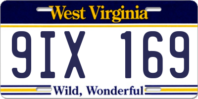 WV license plate 9IX169