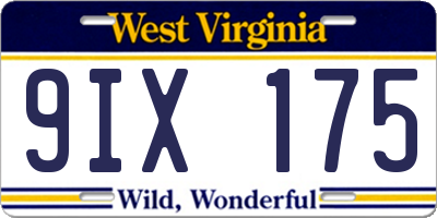WV license plate 9IX175