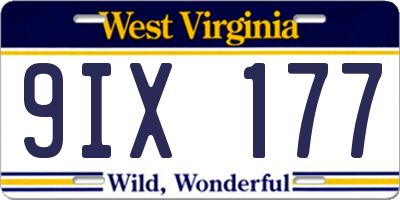 WV license plate 9IX177