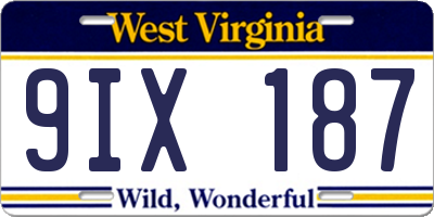 WV license plate 9IX187