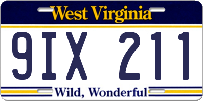 WV license plate 9IX211