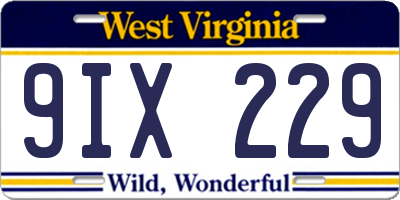 WV license plate 9IX229
