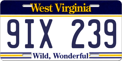 WV license plate 9IX239