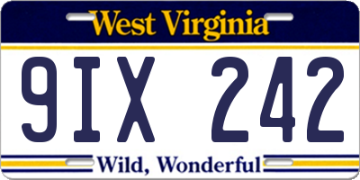 WV license plate 9IX242
