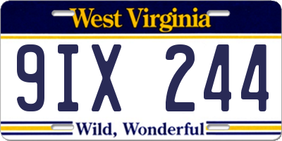 WV license plate 9IX244