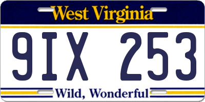 WV license plate 9IX253