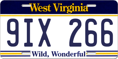WV license plate 9IX266