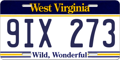WV license plate 9IX273
