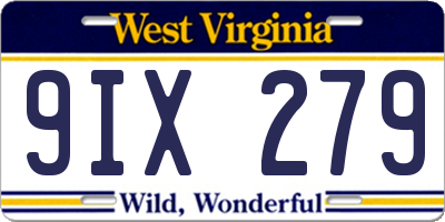 WV license plate 9IX279