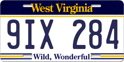 WV license plate 9IX284