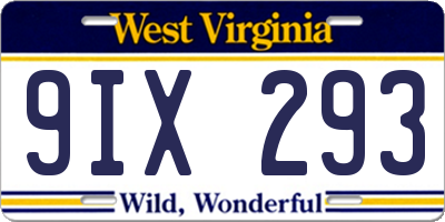 WV license plate 9IX293