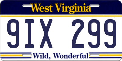 WV license plate 9IX299