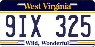 WV license plate 9IX325