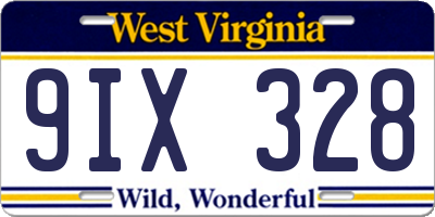 WV license plate 9IX328