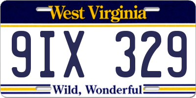WV license plate 9IX329