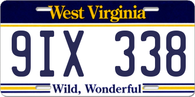 WV license plate 9IX338