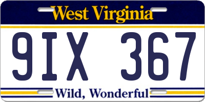 WV license plate 9IX367